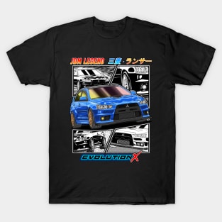 JDM Blue Mitsubishi Lancer Evolution 10 Drifting T-Shirt